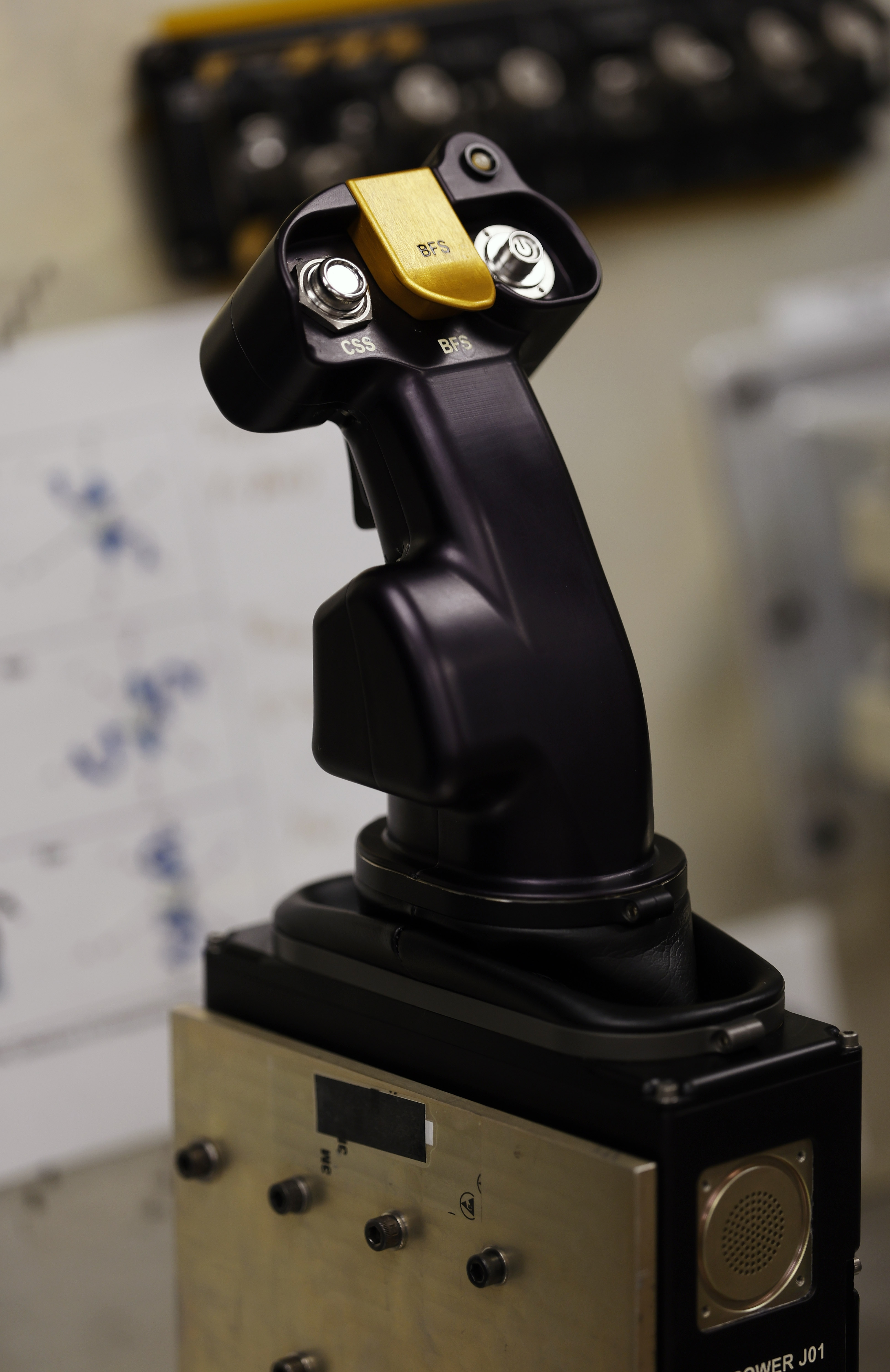 Rotational hand controller (RHC) during a tour of the Honeywell...