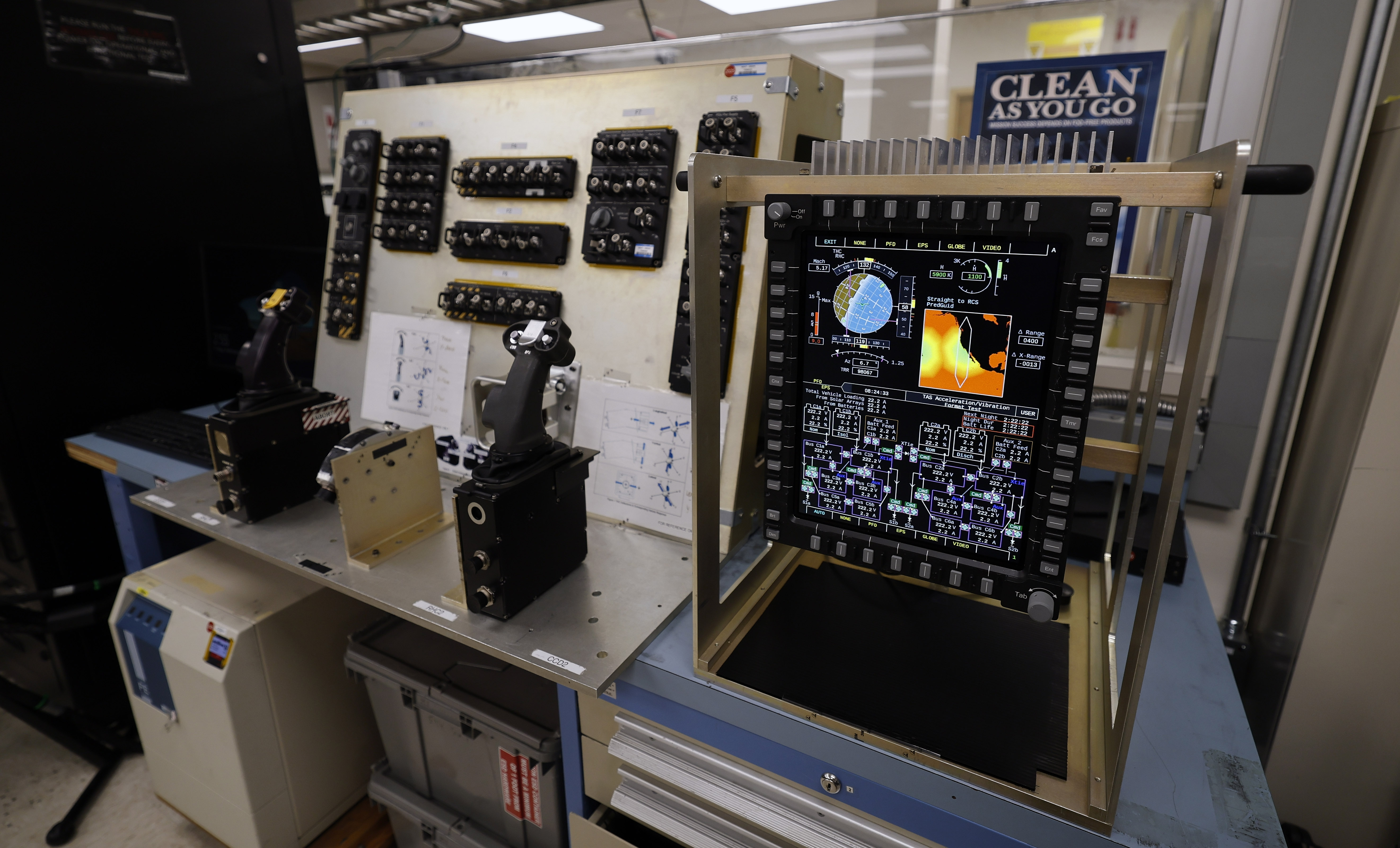 Controls for Orion, including switch interface panels; rotational hand controllers;...