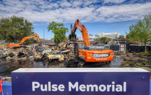 Demolition of the Pulse nightclub, on Wednesday, March 18, 2026. (Ricardo Ramirez Buxeda/ Orlando Sentinel)