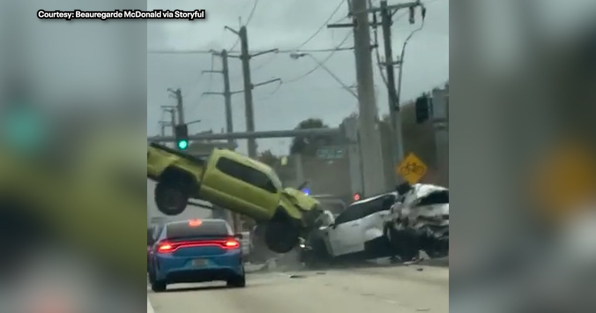 Florida man records truck flying above cars during wild crash in Melbourne