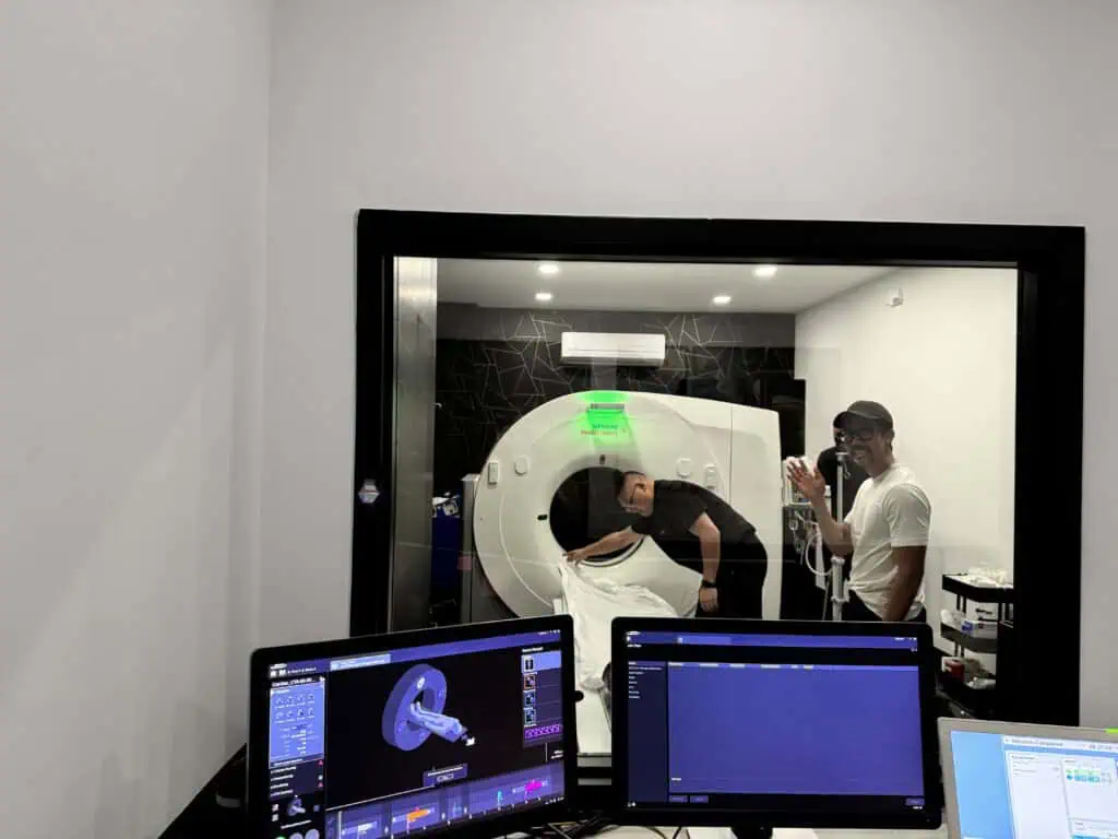 A person getting ready for a heart scan