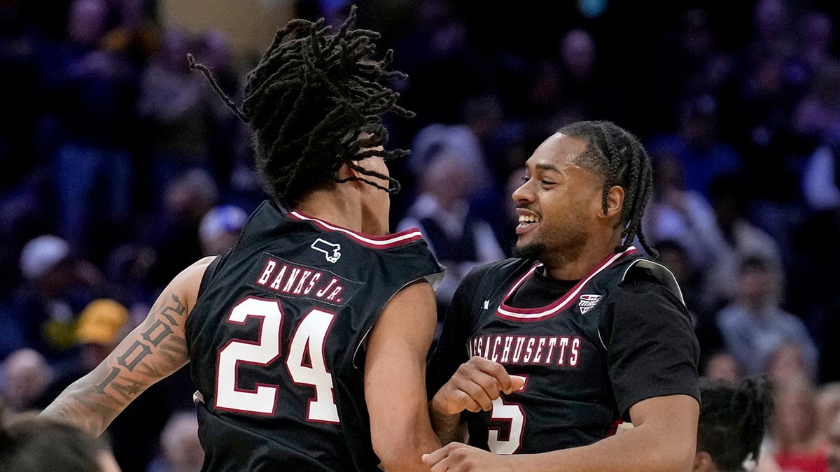 UMass players celebrate