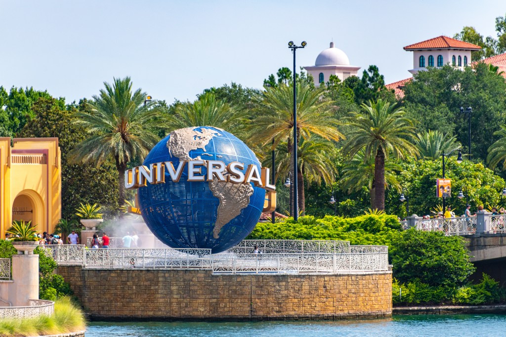 The Universal Studios three-dimensional logo in Orlando, Florida, USA.