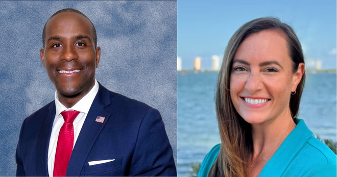 from left to right: republican candidate jon maples and democratic candidate emily gregory for florida house district 87 special election
