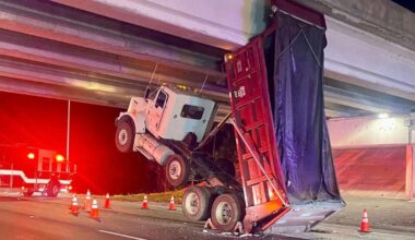 Southbound lanes reopen after dump truck hits I-95 overpass