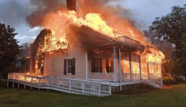 A lightning strike burned down an historic building at Tall Timbers
