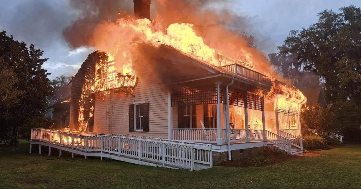 A lightning strike burned down an historic building at Tall Timbers