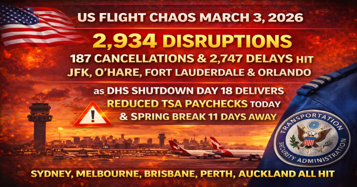 2,934 Disruptions + TSA Gets Cut Pay TODAY