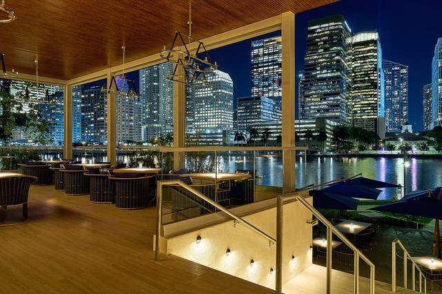 The view from the patio of The Mexican, a new restaurant opening on Brickell Key.