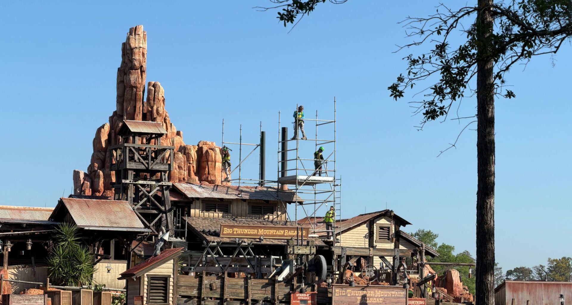 Scaffolding is gone from the queue building of Big Thunder Mountain Railroad at Magic Kingdom.