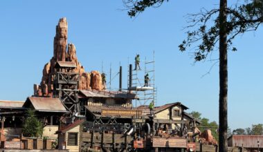 Scaffolding is gone from the queue building of Big Thunder Mountain Railroad at Magic Kingdom.