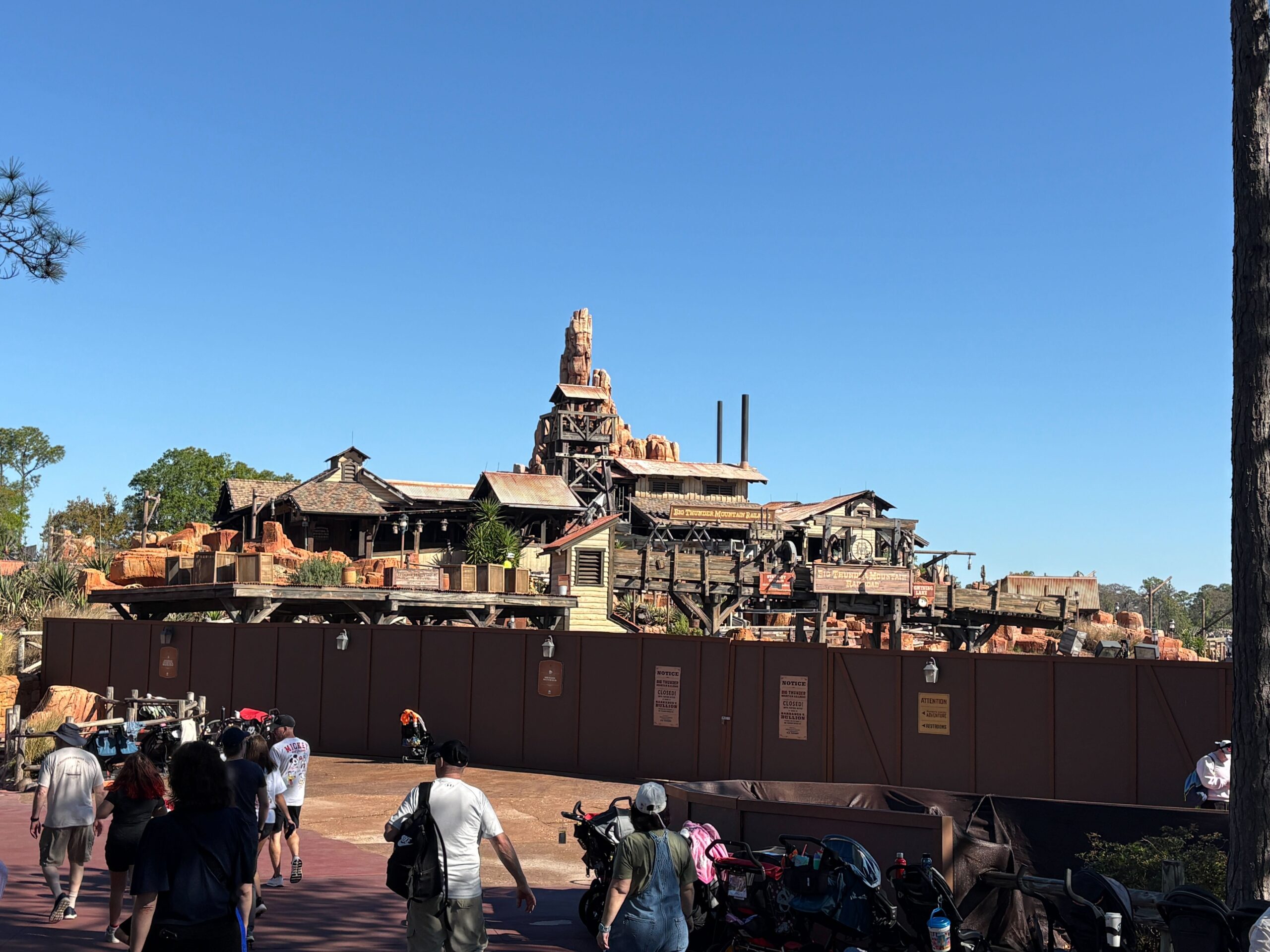 Scaffolding is gone from the queue building of Big Thunder Mountain Railroad at Magic Kingdom.