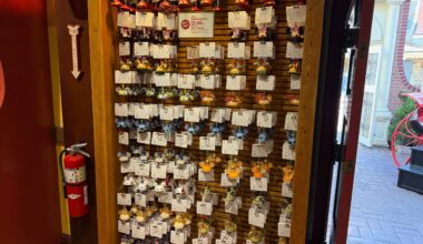 Ornaments on display at Ye Olde Christmas Shoppe in Magic Kingdom