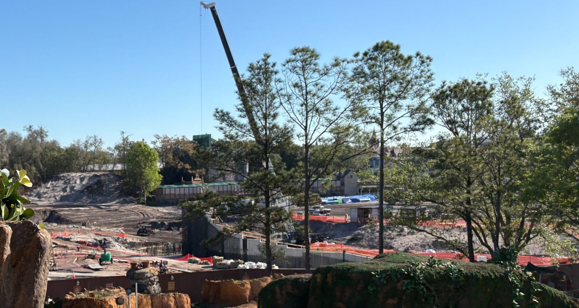 Metal Framing Added to Piston Peak National Park Retaining Wall at Magic Kingdom