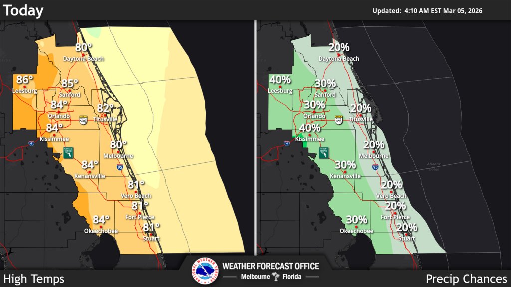 Central Florida getting warmer with some chance for rain Thursday – Orlando Sentinel