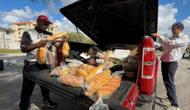 Truck full of bread at Central Christian Church