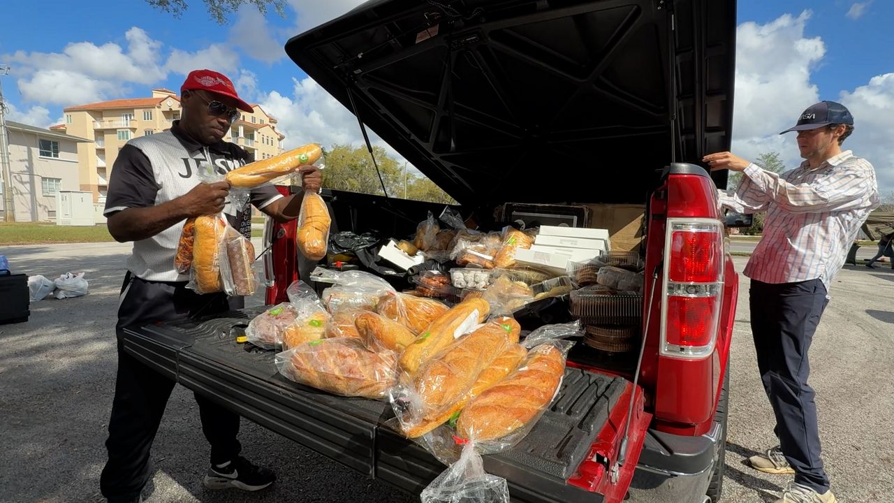 Truck full of bread at Central Christian Church