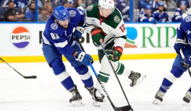 Cernak scores on crazy carom late in 3rd period as the Wild beat the Lightning 6-3