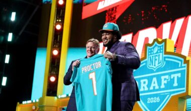 Miami Dolphins select Alabama's Kadyn Proctor No. 12 overall in first round of 2026 NFL draft