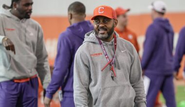 Clemson cornerbacks coach Mike Reed during the first Spring football practice open to media in Clemson, SC Friday, Feb 27, 2026.