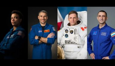 NASA astronauts Jessica Watkins, left, and Luke Delaney, Canadian Space Agency astronaut Joshua Kutryk, and Roscosmos cosmonaut Sergey Teteryatnikov are the newest crew set to go to the International Space Station. (NASA)