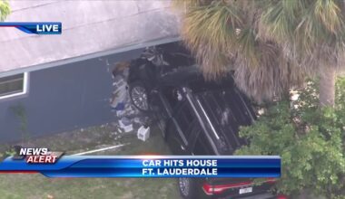 Driver hospitalized after car crashes into home near Fort Lauderdale - WSVN 7News | Miami News, Weather, Sports