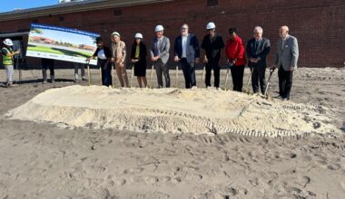 With shovels in hand, Hillsborough School officials kicked off construction on the new shared campus for Just Elementary School and Stewart Middle Magnet. (Spectrum News/Fallon Silcox)