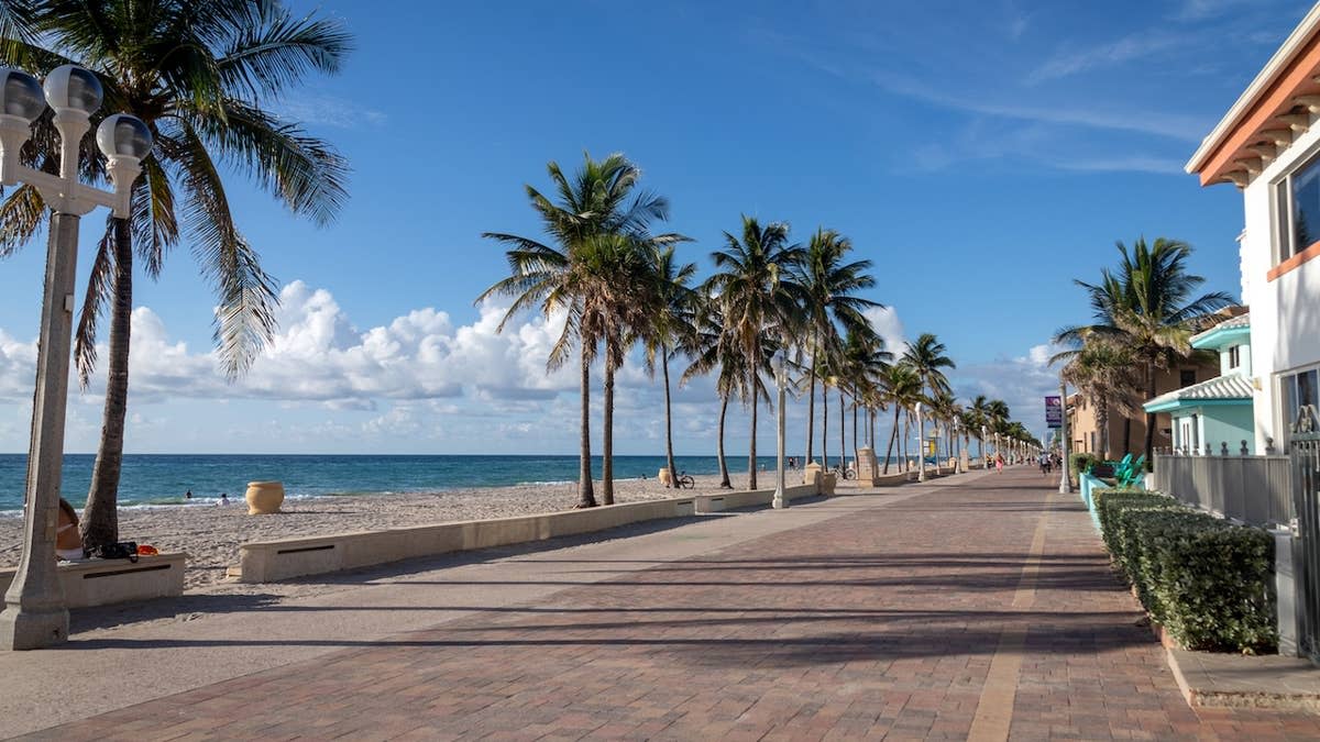 Hollywood beach Florida broadwalk sunny morning USA	Julie Deshaies for Getty