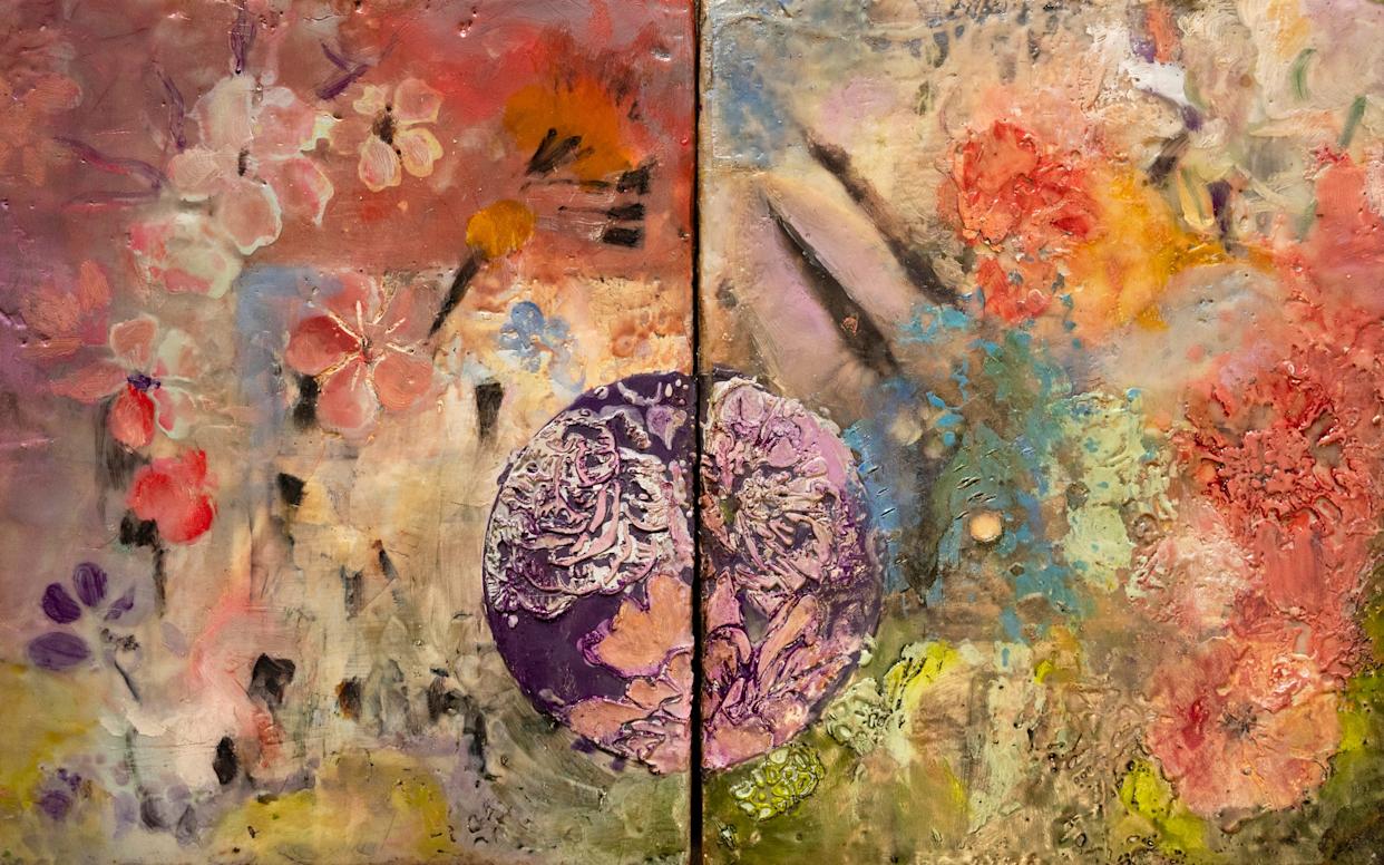 "Purple Moon" by Leah MacDonald, part of "Layers," at Venvi Gallery with reception from 5-8 p.m. May 1, 2026.