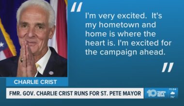 Former Florida governor, Charlie Crist, officially files to run for St. Pete mayor