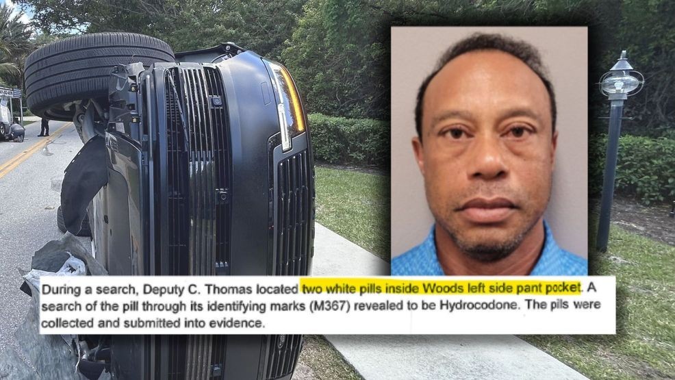 March 27, 2026 - Professional golfer Tiger Woods was arrested on suspicion of a DUI following a two-vehicle crash involving a pickup truck and a Land Rover on Jupiter Island on Friday. (MCSO, WPEC)