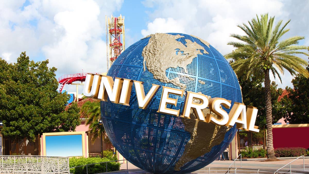 Universal Studios globe sign at the entrance of Universal Studios Florida.cveltri for getty