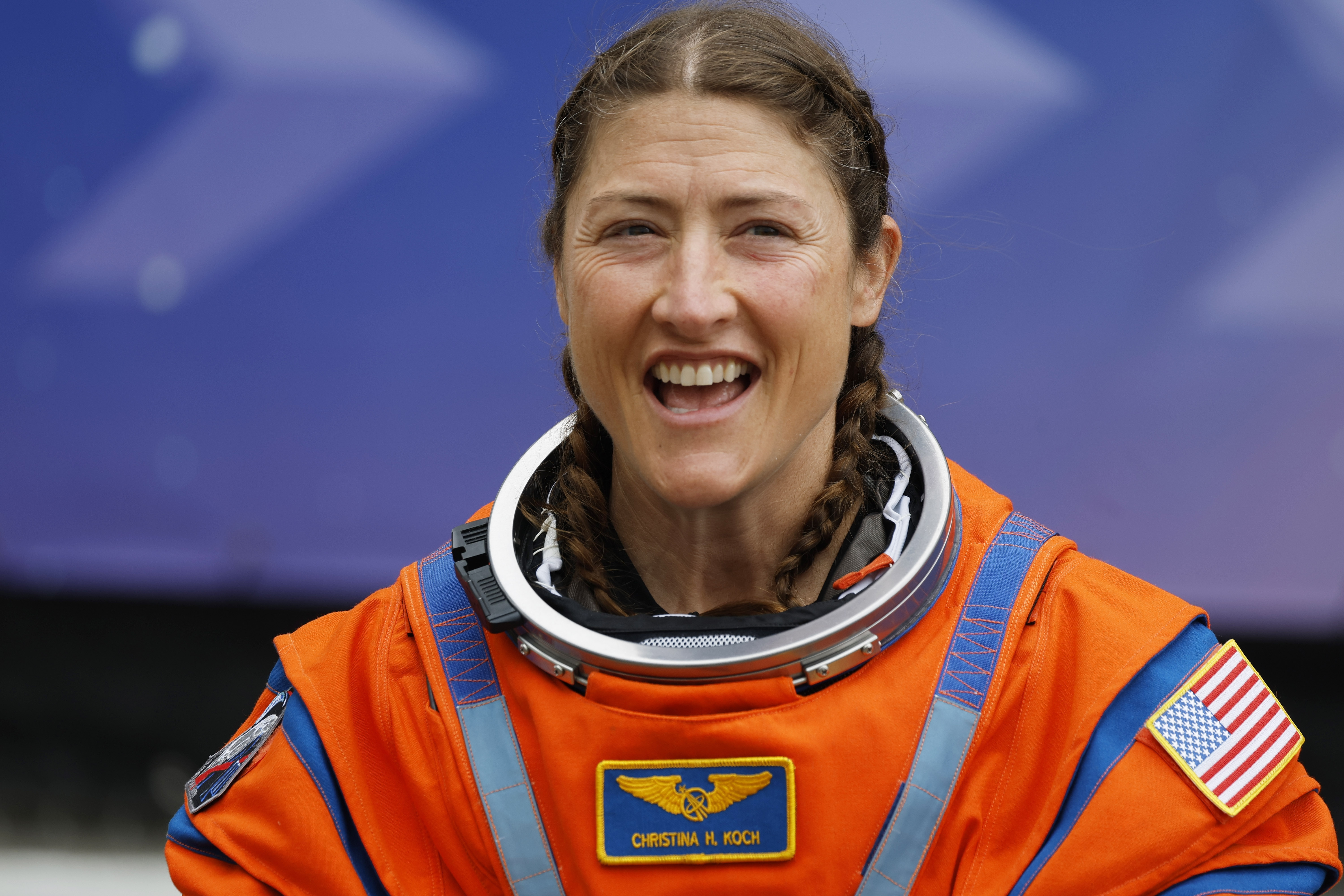 Artemis II mission specialist Christina Koch talks with loved ones...