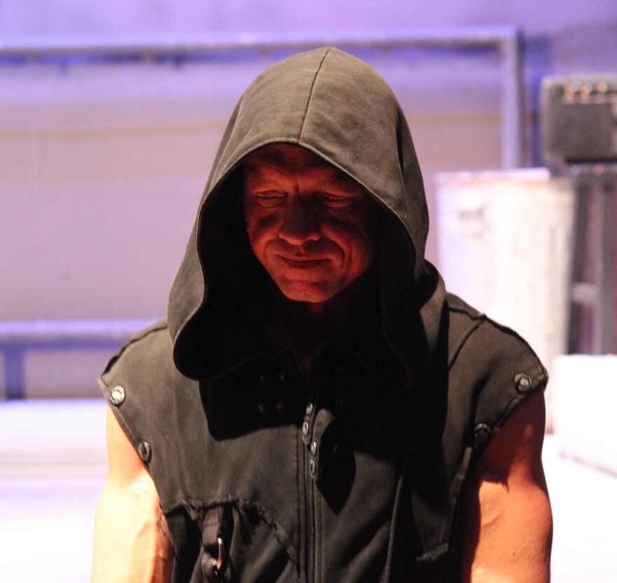 Justin Larsche as Brutus mourns the death of his friend, Caesar.