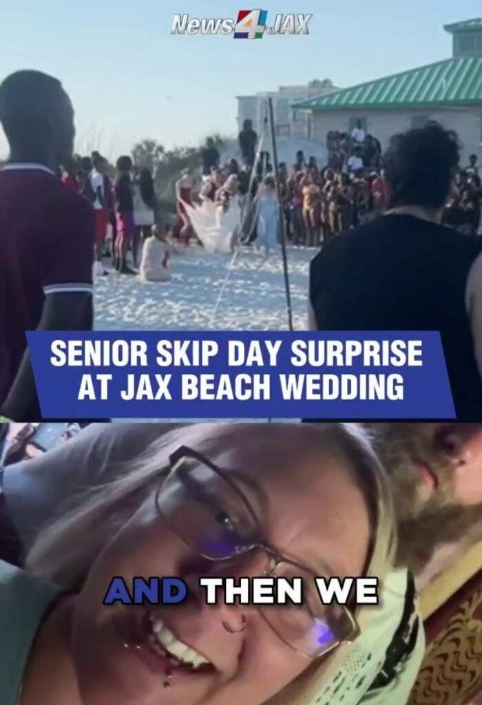 Jacksonville Beach wedding becomes viral moment during ‘Senior Skip Day’