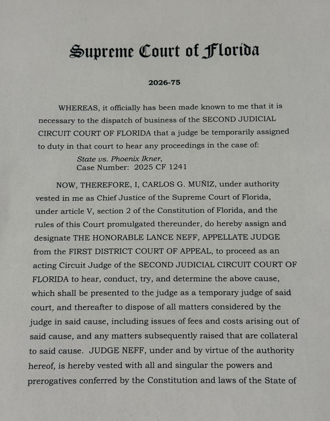 Judge Lance Neff to stay on Ikner case