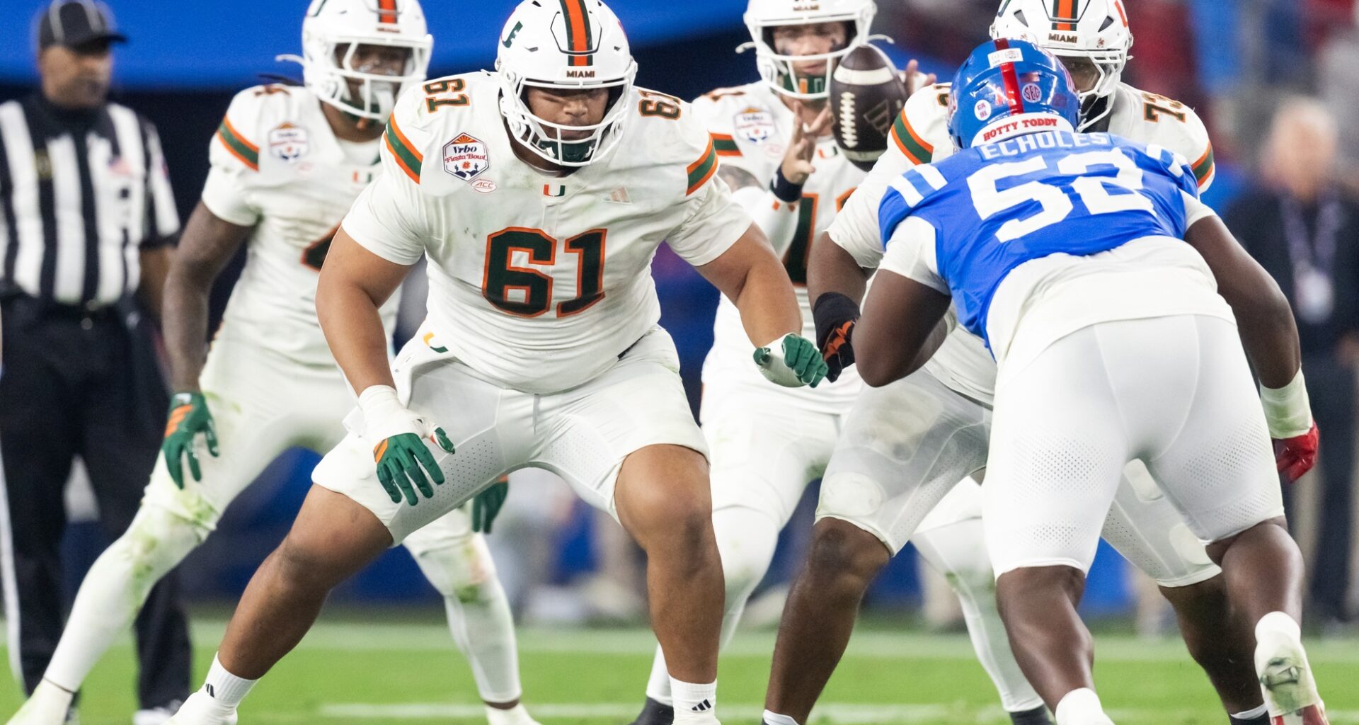 Miami OT Francis Mauigoa (Back) Attending Combine Medical Recheck