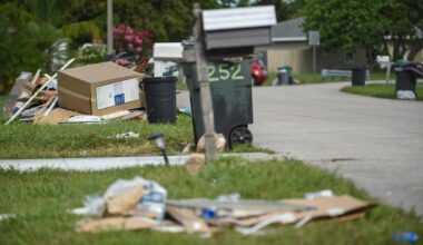 Trash is seen piled up waiting for curbside pickup along the 200 block of Cherry Hill Road in the Windmill Point neighborhood on Wednesday, June 29, 2022, in Port St. Lucie. Both yard debris and trash pickup pile up curbside as Waste Pro continues to be behind in curbside trash and yard waste pickup in Port St. Lucie.