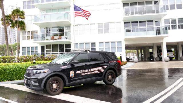 A Broward County Medical Examiner investigator is seen at the Coral Ridge Towers in Fort Lauderdale on Thursday. A Broward County Medical Examiner investigator is seen at the Coral Ridge Towers in Fort Lauderdale on Thursday.