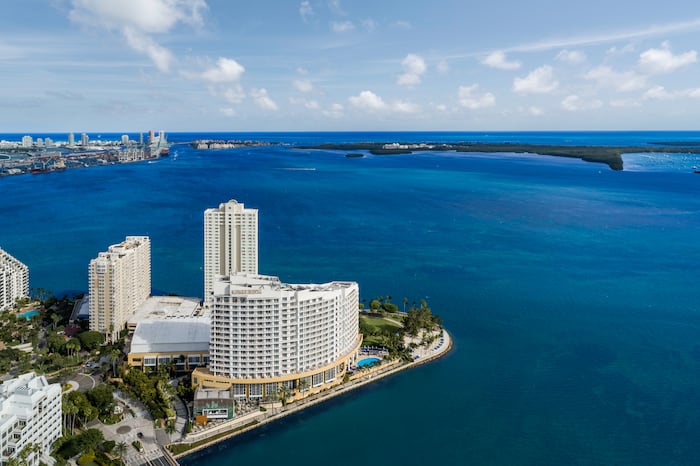 A 23-story Miami hotel is set for implosion on a human-made island near downtown