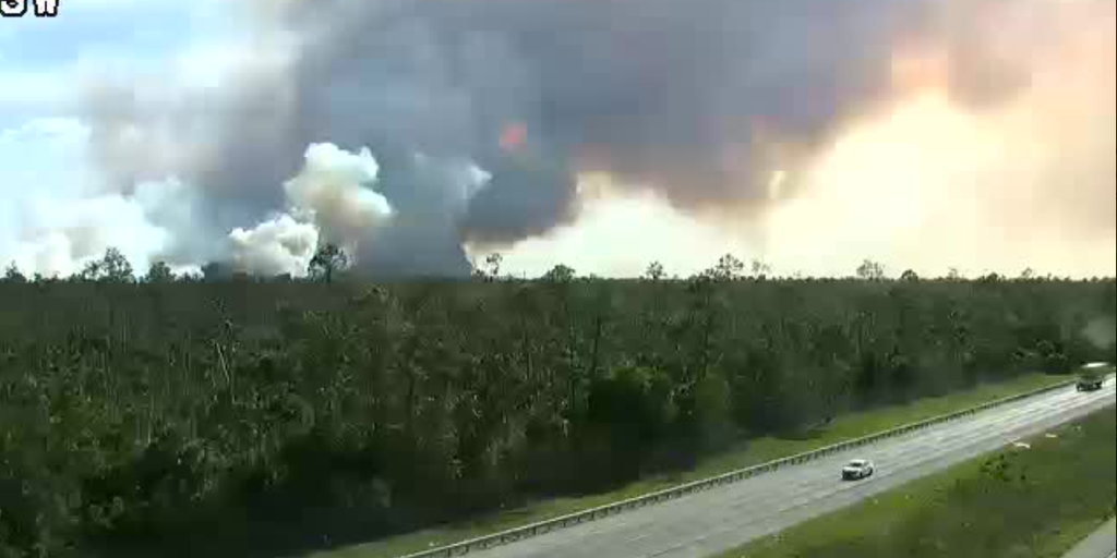 Evacuations underway as brush fire burns along I-75 in South Florida