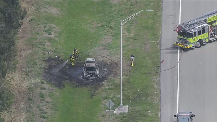 1 airlifted to hospital, roadway shut down after car fire in Hialeah Gardens