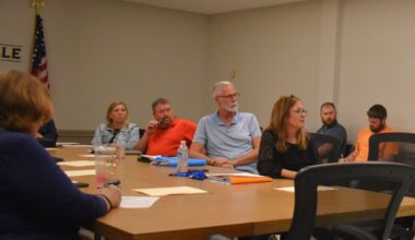Alderman Joe Lockman listens to a guest speaker during a Jacksonville City Council workshop. During the council meeting that followed, Lockman asked aldermen to look over a proposed ordinance related to homeless shelters.