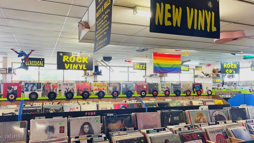 The interior of a record store
