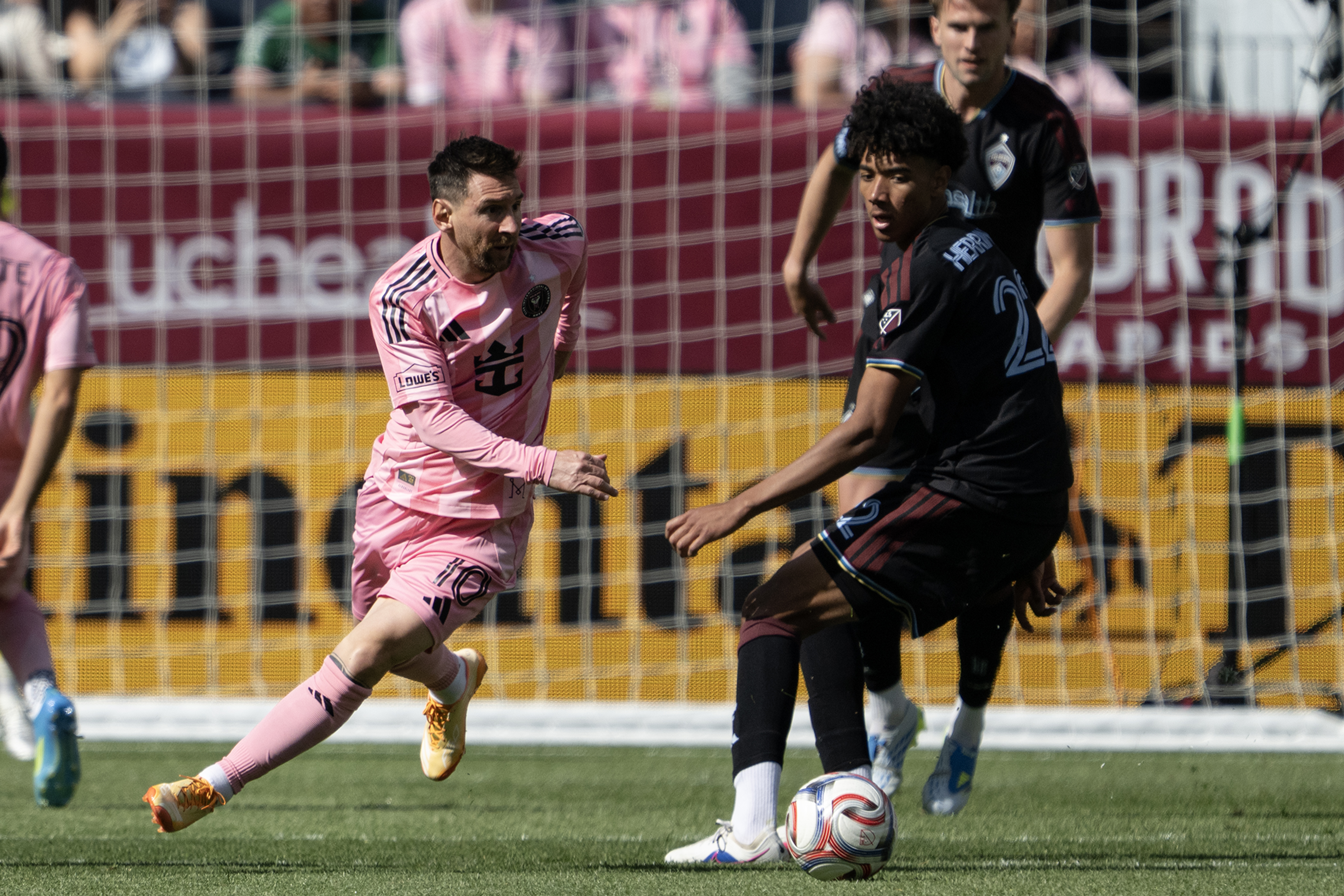 Forward Lionel Messi (10) of the Inter Miami CF steals...