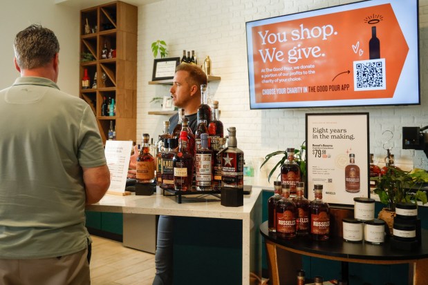 The Good Pour co-founder Ray Horal at the tasting bar at the wine and spirits retail shop in Winter Park on Thursday, April 16, 2026. (Rich Pope/Orlando Sentinel)