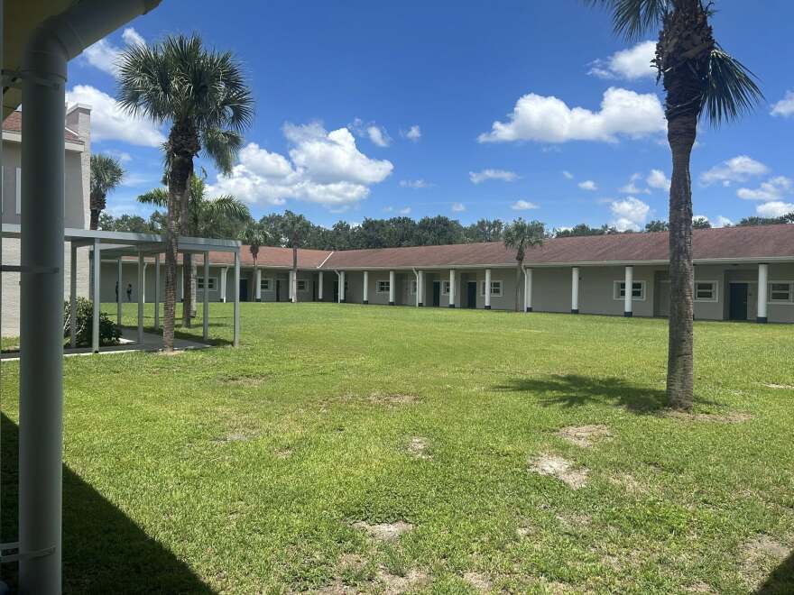 Royal Palm School in Fort Myers has outdoor hallways and is open to the elements.