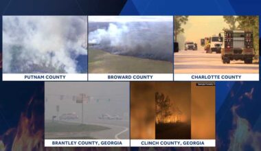 Wildfires burning across Florida, Georgia