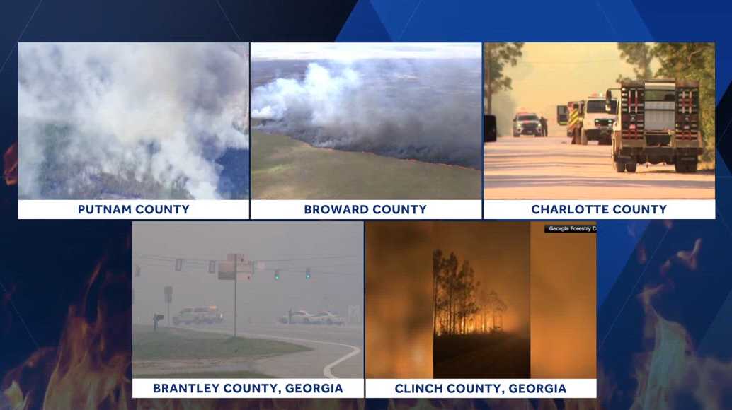 Wildfires burning across Florida, Georgia