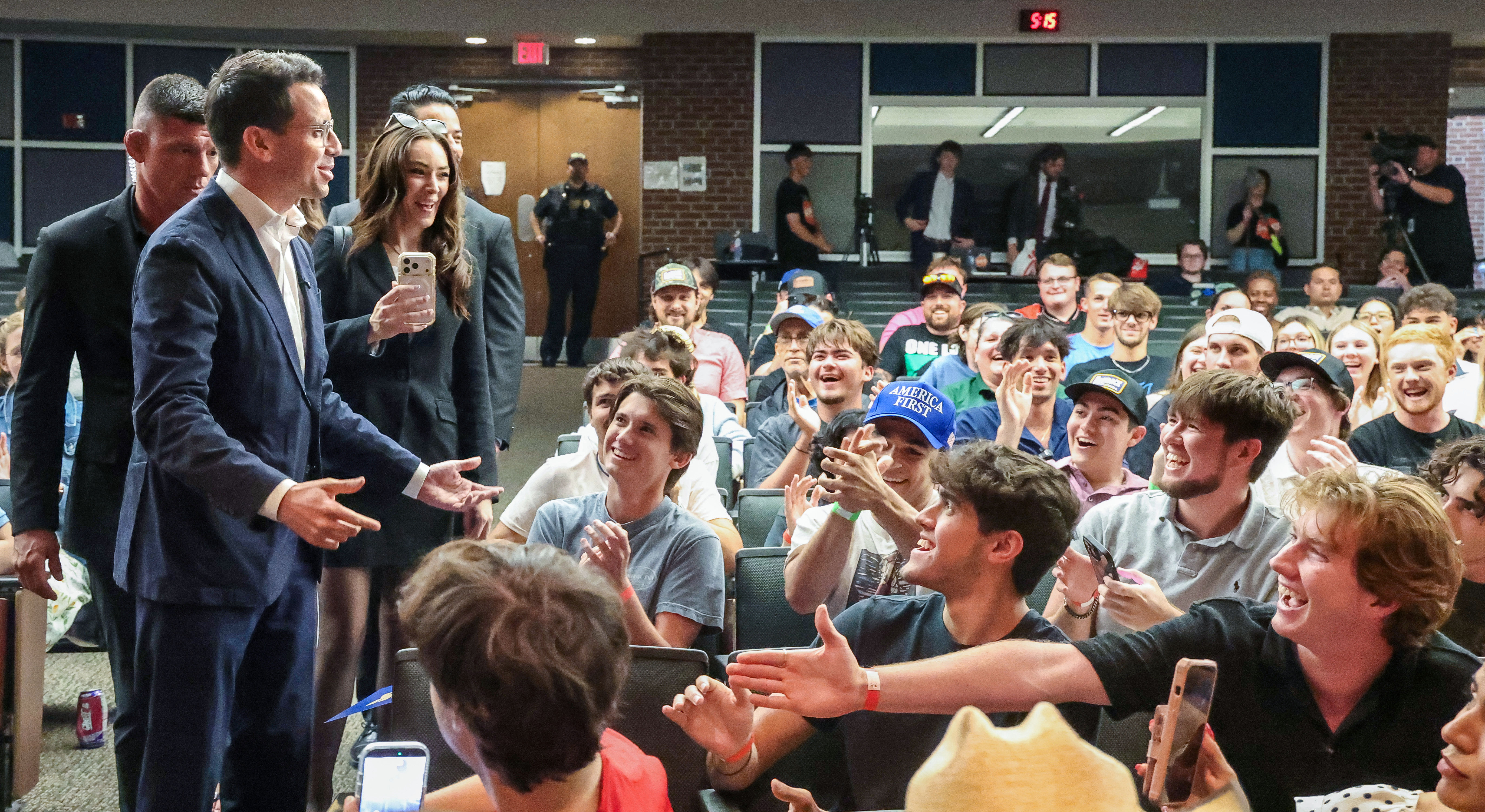 Florida Republican primary gubernatorial candidate James Fishback gets a cheering...